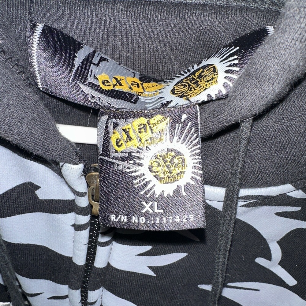 Vintage Exa Unlimited Indian Head Hoodie Black Jacket Coat Y2K Boho Indie - Picture 6 of 10